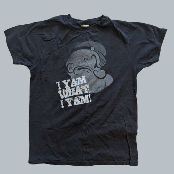 Vintage Bay Island Popeye “I YAM WHAT I YAM” Tee — Tag Medium — Black - Picture 1 of 3